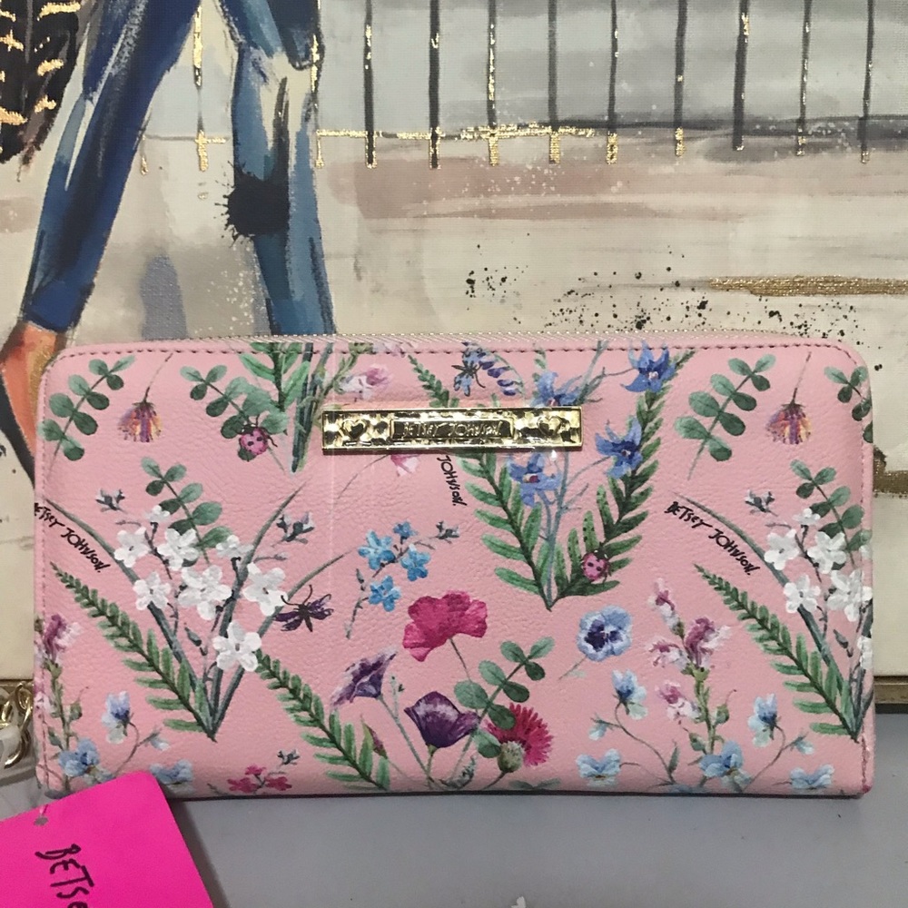Betsey Johnson pink floral Wallet wristlet
